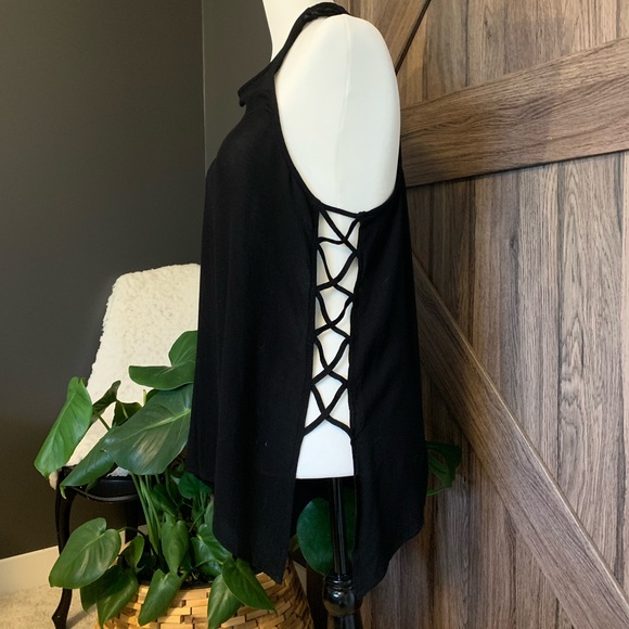 Lush Black Tank Top with side cut-outs, Small - Picture 6 of 6